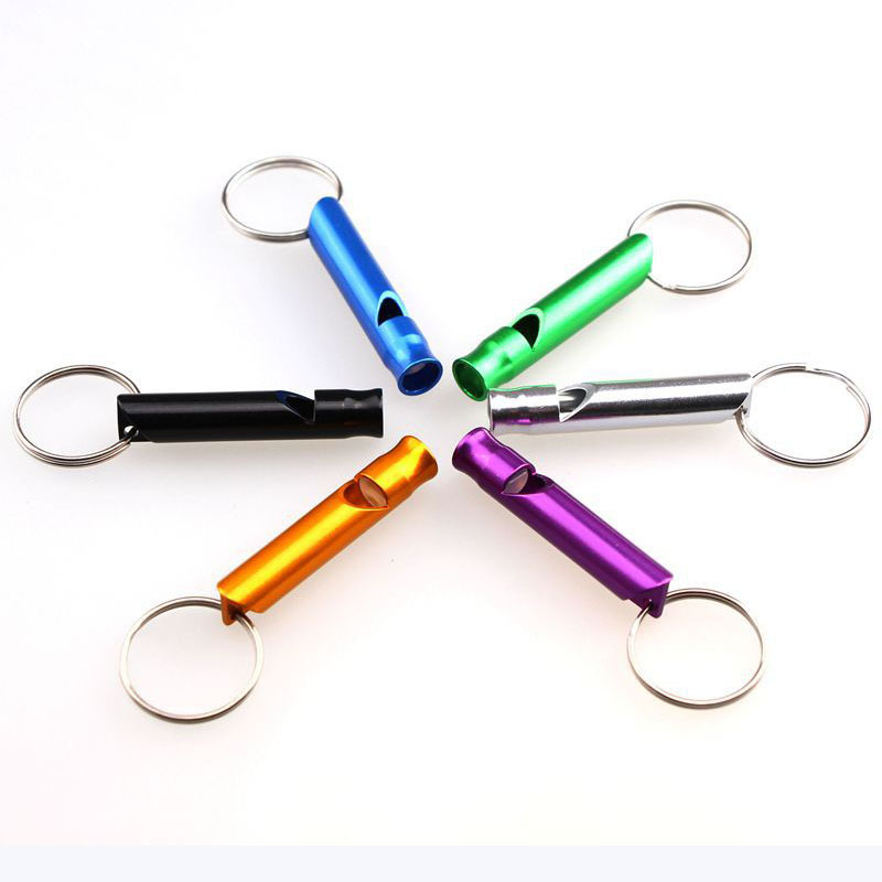 Mini Aluminum Whistle Keychain Dogs Training Keychain Whistle Outdoor Hiking Portable Survival Small Whistle Key Ring Customized
