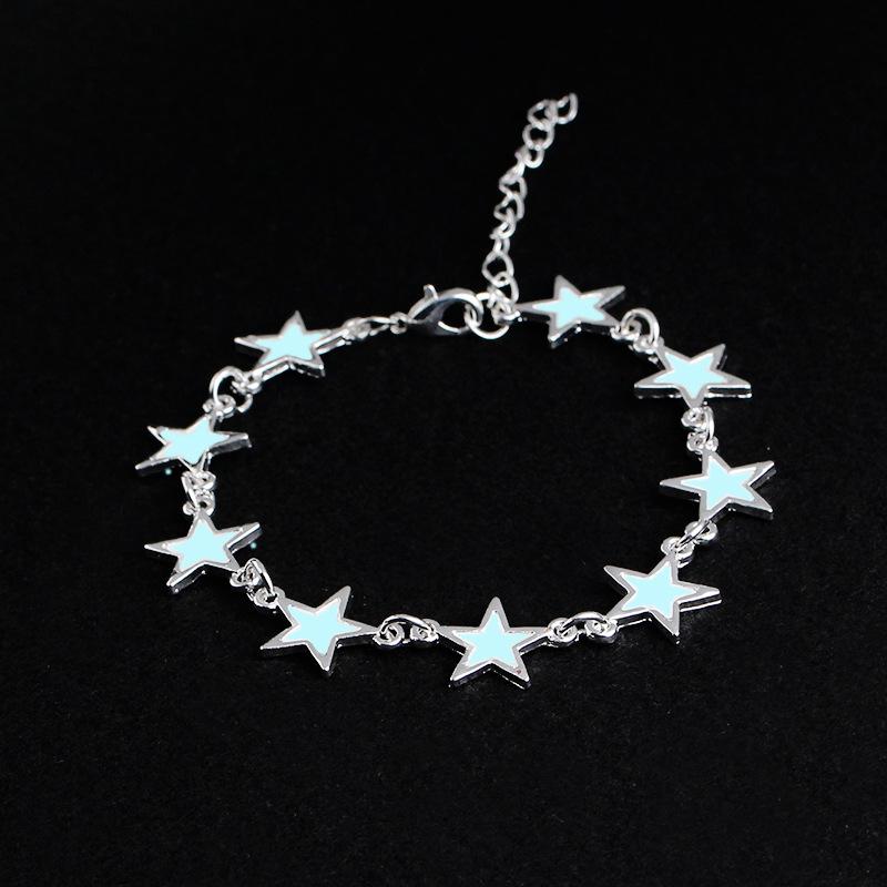 Stylish Beautiful Star Dark Luminous Bracelets Fashion 9 Blue Stars Charm Chain Bracelet Glowing in Dark Men Women Jewelry Gift
Stylish Beautiful Star Dark Luminous Bracelets Fashion 9 Blue Stars Charm Chain Bracelet Glowing in Dark Men Women Jewelry Gift