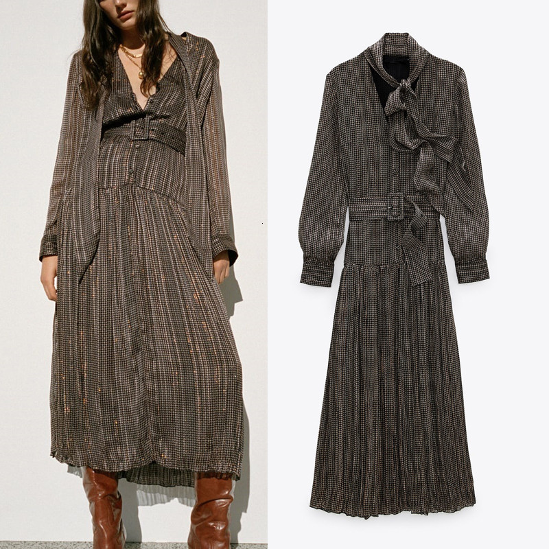 2021 New Fashion with Belt Printed Midi Women V-neck Tied Sleeve Button Pleated Long Dress Woman Elegant Dresses 92xe, Print 
2021 New Fashion with Belt Printed Midi Women V-neck Tied Sleeve Button Pleated Long Dress Woman Elegant Dresses 92xe, Print