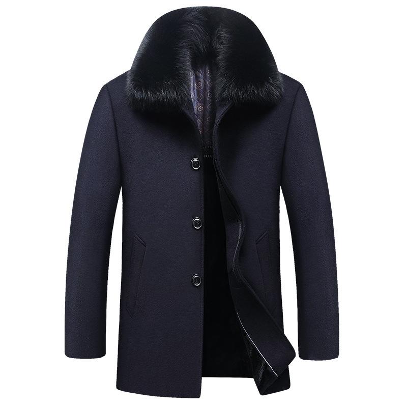 Autumn and winter new middle aged father men's woolen overcoat, See chart