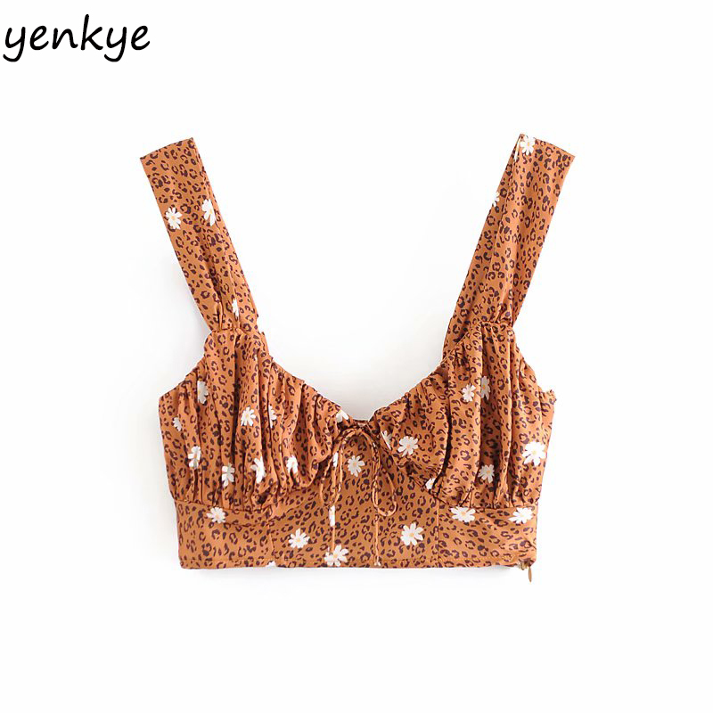 Vintage Daisy Floral Print Leopard Cami Top Fashion Women Backless Sleeveless V Neck Summer Sexy Tops Streetwear Crop Top Y200701, Beige 
Vintage Daisy Floral Print Leopard Cami Top Fashion Women Backless Sleeveless V Neck Summer Sexy Tops Streetwear Crop Top Y200701, Beige