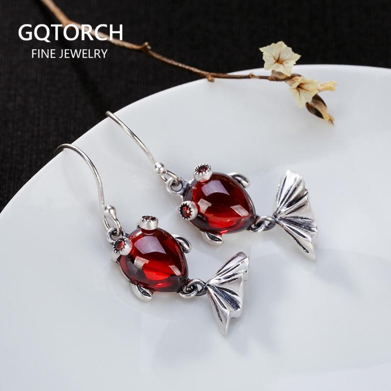 925 Sterling Silver Red Garnet Fish Earrings For Women Ethnic Dangle Goldfish Earrings With Natural Stones Fine Jewelry
925 Sterling Silver Red Garnet Fish Earrings For Women Ethnic Dangle Goldfish Earrings With Natural Stones Fine Jewelry