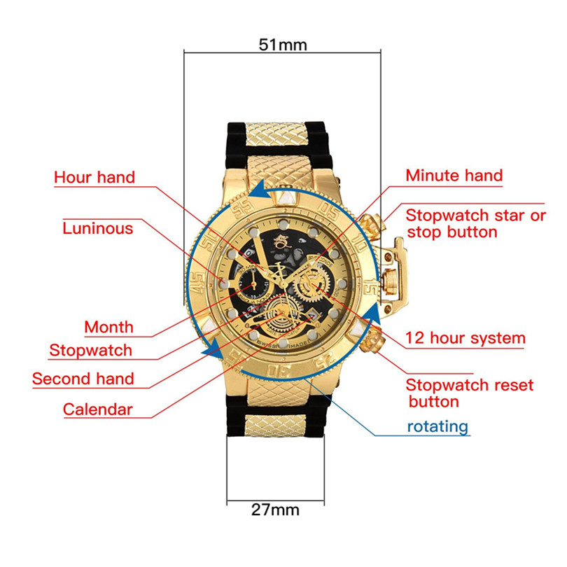 Invincible Watch Luxury Brand Mens Quartz Watch With Rotating Dial 48mm Chronograph Multi-function Sports military Watches Relógio masculino, Slivery;brown
Invincible Watch Luxury Brand Mens Quartz Watch With Rotating Dial 48mm Chronograph Multi-function Sports military Watches Relógio masculino, Slivery;brown