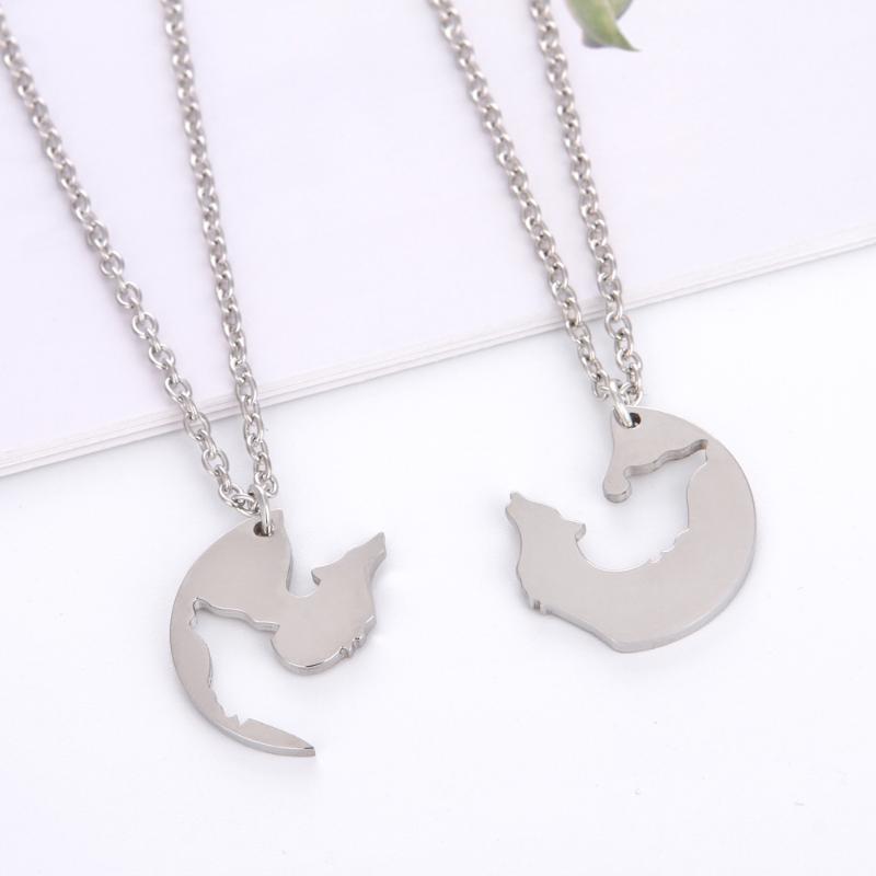 SanLan stainless steel couple Wolf necklace Relationship necklace Interlocking Necklaces