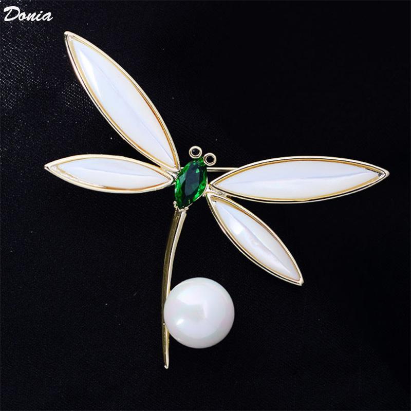 Pins, Brooches Donia Jewelry Luxury Natural Pearl Shell Dragonfly Brooch Female Korea High-end Coat Accessories Scarf