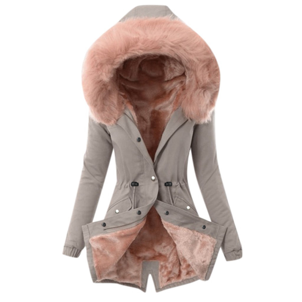 Ladies Fur Lining Coat Womens Winter Warm Thick Long Jacket Hooded Overcoat For Women Drop 201017
