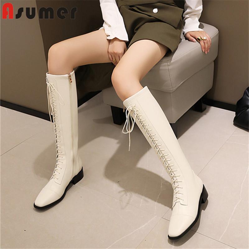 Asumer 2021 Autumn Winter Riding Boots Women Square Heel Cross Tied Casual Shoes Fashion Simple Knee High Boots Women Black, Black not fur
Asumer 2021 Autumn Winter Riding Boots Women Square Heel Cross Tied Casual Shoes Fashion Simple Knee High Boots Women Black, Black not fur