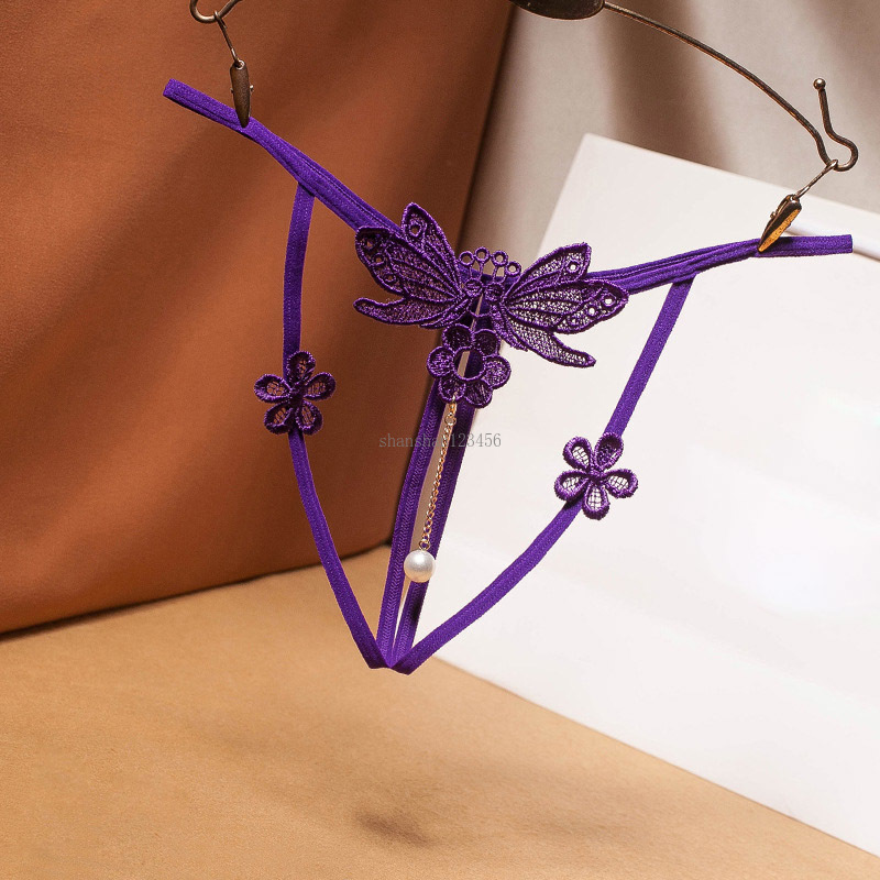 Sexy Hollow Lace Butterfly panties Pearl Pendant Open Crotch Thongs G Strings T Back sexy low waist women Underwear will and sandy gift
Sexy Hollow Lace Butterfly panties Pearl Pendant Open Crotch Thongs G Strings T Back sexy low waist women Underwear will and sandy gift
