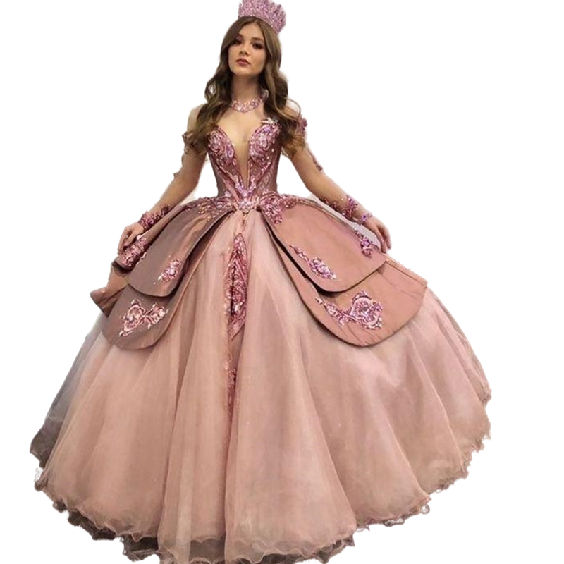 Off Shoulder Sparkly Quinceanera Dresses Prom Tiered Train Appliqued Pattern Sequins Lace Princess Girls Sweet 15 16 Dress Brithday Party Gown