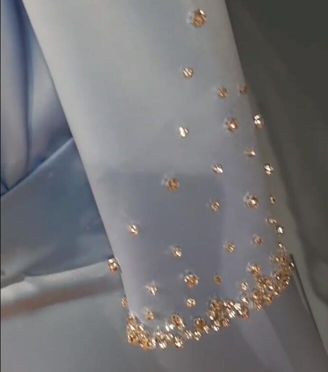 Aso Ebi 2020 Arabic Crystals Mermaid Sexy Evening Dresses Deep V-neck Prom Dresses Satin Formal Party Second Reception Gowns ZJ663