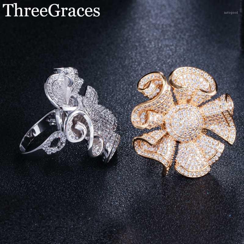 Cluster Rings ThreeGraces Sliver And Yellow Gold Color Elegant Big Flower Party Ring Micro Inlay Cubic Zirconia Jewelry For Women RG0781
Cluster Rings ThreeGraces Sliver And Yellow Gold Color Elegant Big Flower Party Ring Micro Inlay Cubic Zirconia Jewelry For Women RG0781