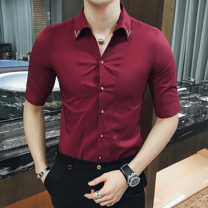 Solid Color Business Half Shirt Nice Newest Leisure Fashion Gentleman Slim Short Sleeve Shirts Men Five-quarter Sleeve Shirts, Black
Solid Color Business Half Shirt Nice Newest Leisure Fashion Gentleman Slim Short Sleeve Shirts Men Five-quarter Sleeve Shirts, Black