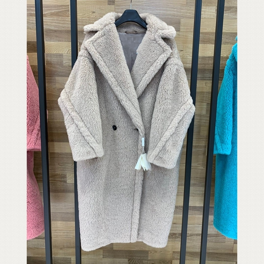 Women Alpaca coat Fashion Sheep wool Overcoat Winter Long Sleeve Outerwear H921 201112