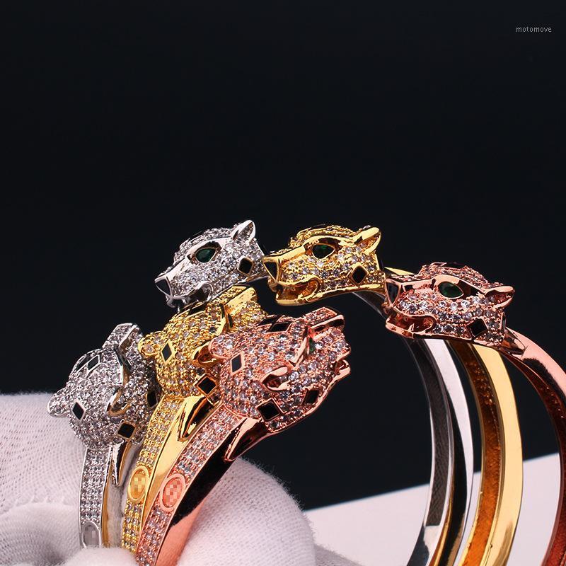 Two Head Animal Bangle Women Men Crystal Leopard Bracelets Designer Jewelry Gift Party Wedding Ins Hot1
