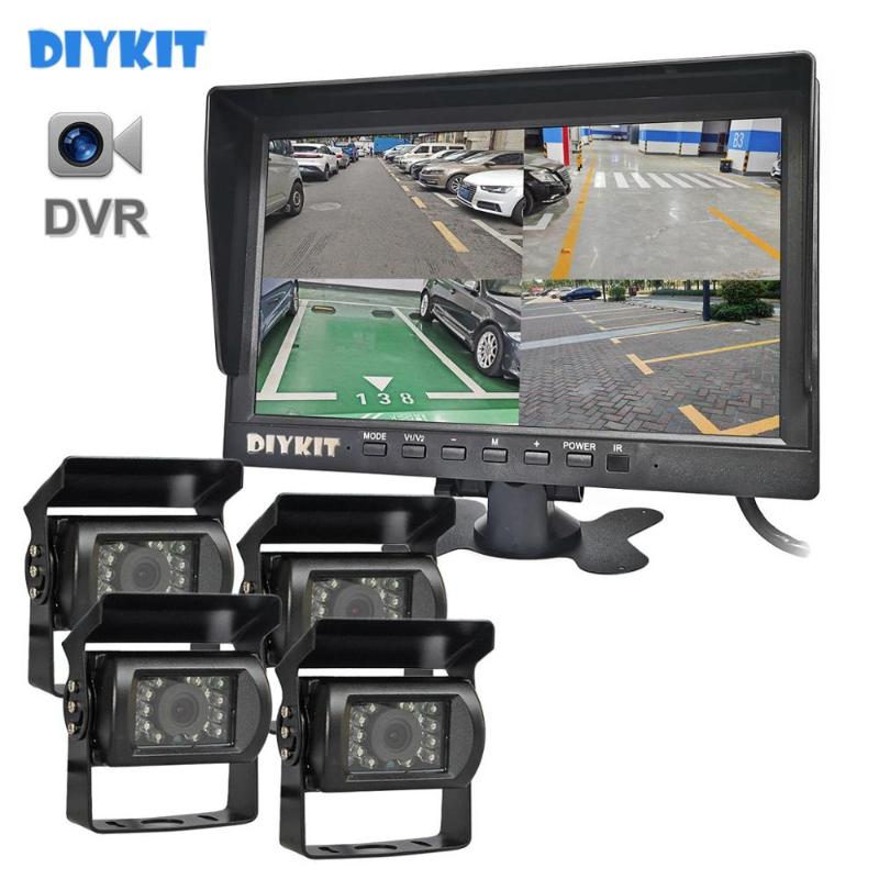 

DIYKIT AHD 10.1" 4 Split QUAD IPS HD Monitor 1300000 Pixels AHD Rear View Car LED Camera Waterproof with Video Recording car dvr