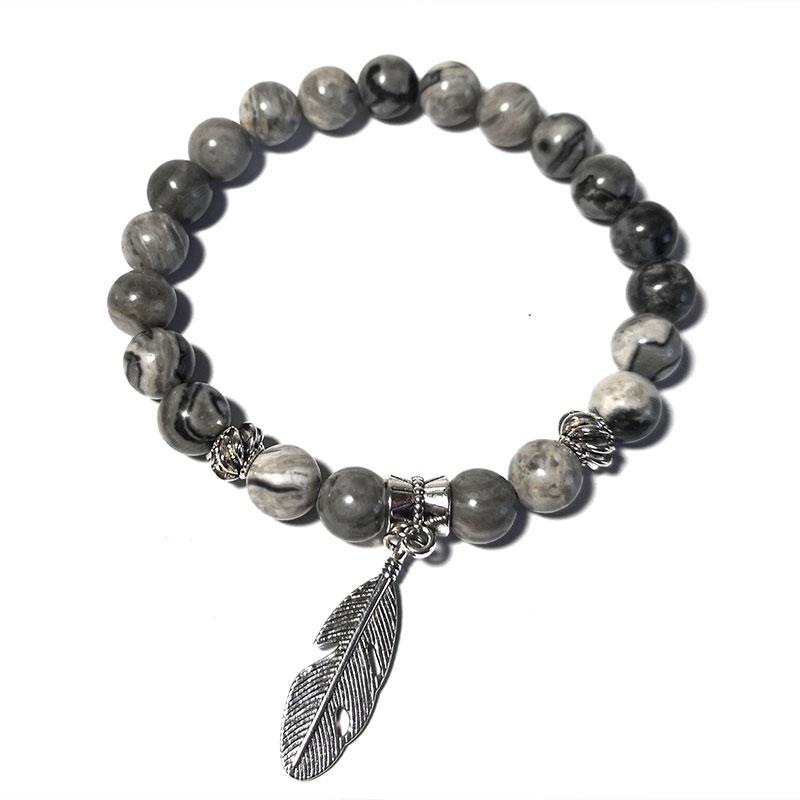 Charm Bracelets Wholesale Bulk Feather Pendant Charms Bracelet Map Jaspers Round Natural Stone Beads Fashion Jewelry For Women Men
Charm Bracelets Wholesale Bulk Feather Pendant Charms Bracelet Map Jaspers Round Natural Stone Beads Fashion Jewelry For Women Men