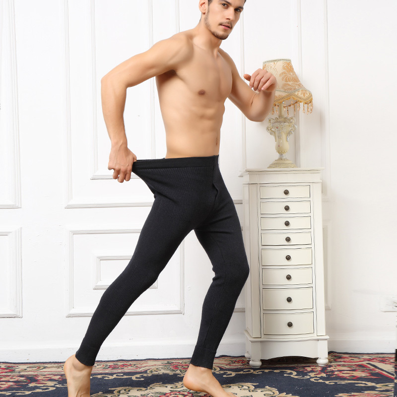 Man Leggings Double Thicker Warm Cashmere and Wool Knitting Pant Long Knit Pants for Heavy Winter 3Colors Trousers 201128