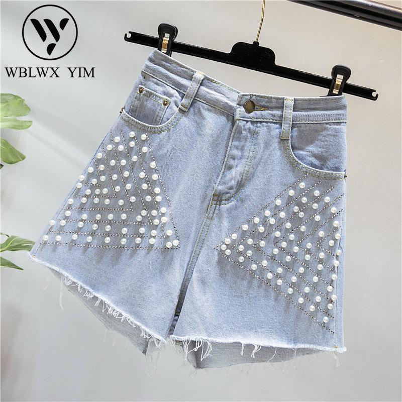 Summer Women Plus size Denim shorts High waist Loose Wide leg Jeans Shorts Female Fashion bead Rhinestones Short Pants Jeans, Black
Summer Women Plus size Denim shorts High waist Loose Wide leg Jeans Shorts Female Fashion bead Rhinestones Short Pants Jeans, Black