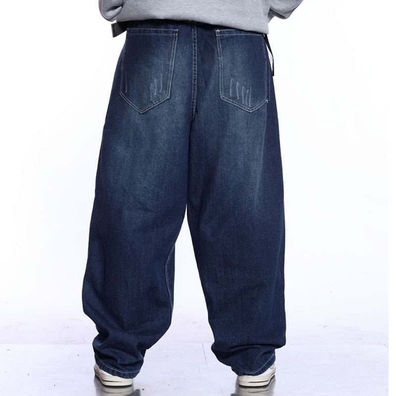 Men Wide Leg Blue Jeans Hip Hop Streetwear Plus Size Mens Bleached Baggy Jeans Skateboarder Denim Pants 201223