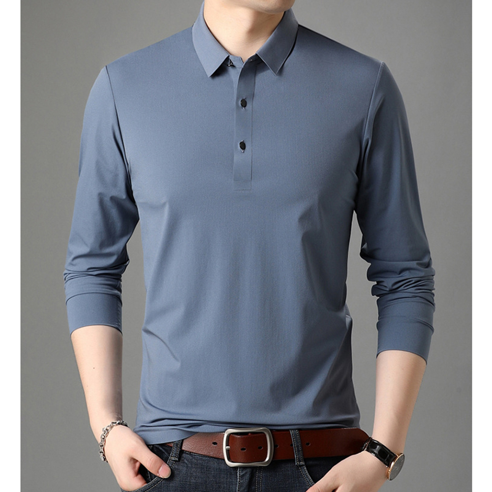 PoloShirt Men Slim Fit Long Sleeve PoloHomme High Quality Camisas Solid Color Summer Stand Collar Male Casual, Blue
PoloShirt Men Slim Fit Long Sleeve PoloHomme High Quality Camisas Solid Color Summer Stand Collar Male Casual, Blue