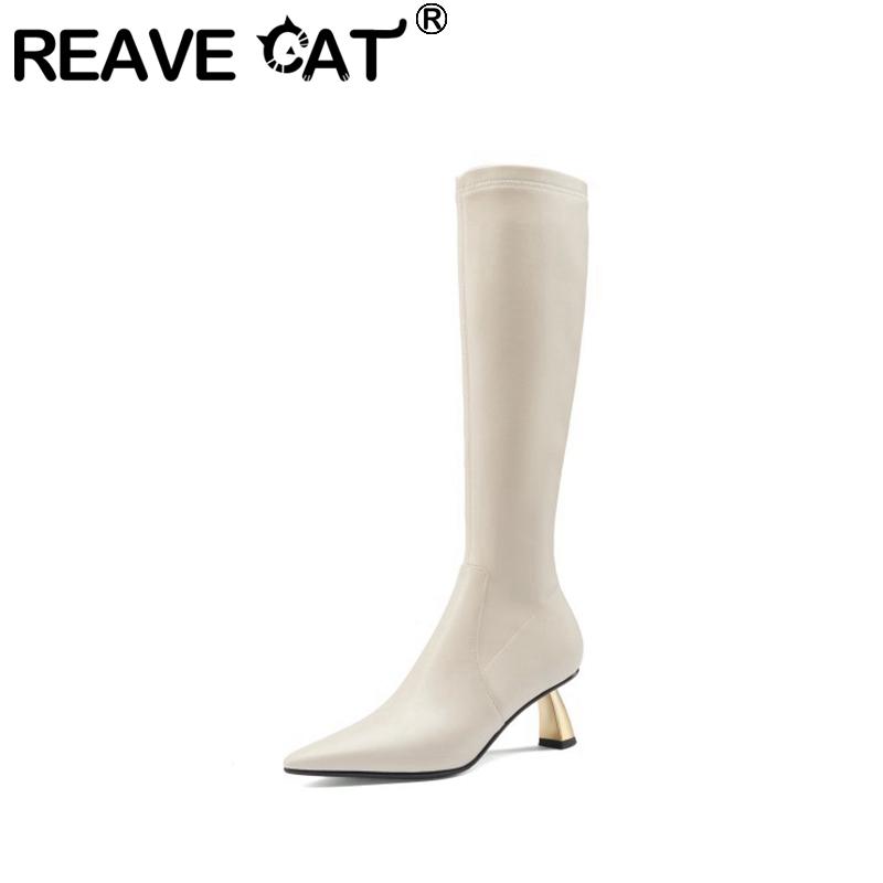 REAVE CAT Women Knee Boots Spike Heels 6cm Pointed Toe Zip Genuine Leather Fur Stretchy Breathable Size 33-40 Winter Black A3238, No fur black
REAVE CAT Women Knee Boots Spike Heels 6cm Pointed Toe Zip Genuine Leather Fur Stretchy Breathable Size 33-40 Winter Black A3238, No fur black