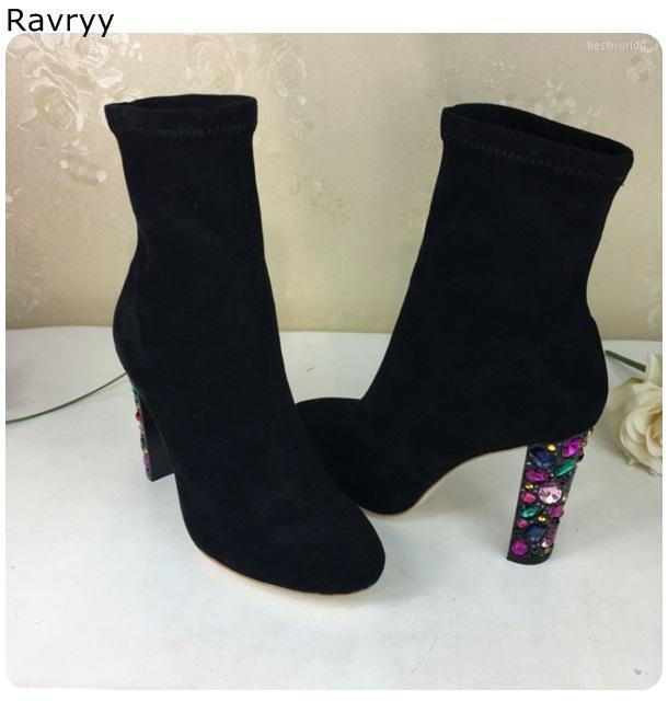 Black Suede leather Woman Ankle Boots Colorful crystal decor Thick heel Female Short Boot concise style Autumn Winter shoes1
Black Suede leather Woman Ankle Boots Colorful crystal decor Thick heel Female Short Boot concise style Autumn Winter shoes1