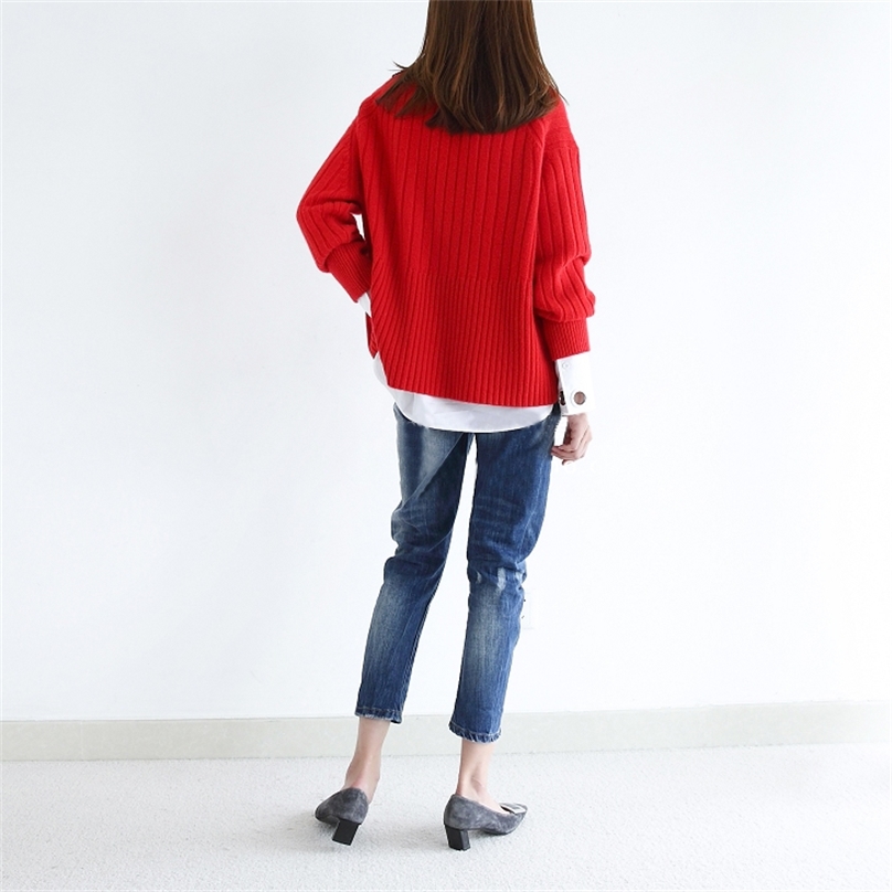 Autumn Women Loose Sweaters Cashmere And Wool Jumper O-Neck Long Sleeve Knit Pullovers Winter Female Warm Thicken Tops 201225