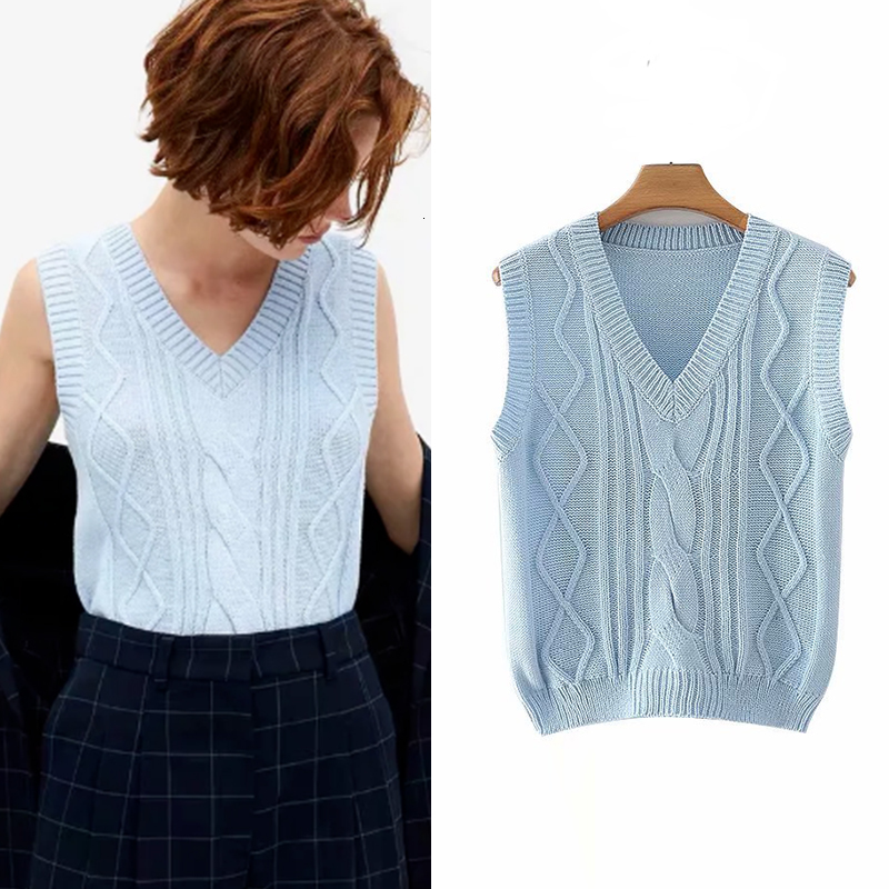 New Women Autumn Elastic Knitted Sweater Vest Casual Argyle Pullover Jumper Lady 2021 Sleeveless Causal Female Knitting Swearters B5en, Picture
New Women Autumn Elastic Knitted Sweater Vest Casual Argyle Pullover Jumper Lady 2021 Sleeveless Causal Female Knitting Swearters B5en, Picture