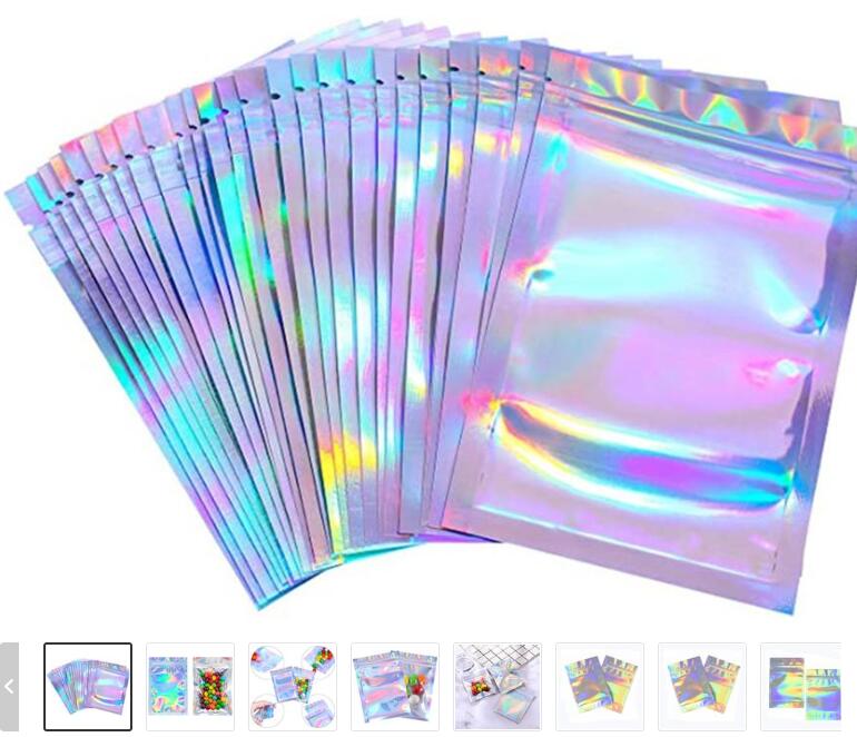 100 Pieces Resealable Smell Proof Bags Foil Pouch Bag Flat laser color Packaging Bag for Party Favor Food Storage Holographic Color sgh
100 Pieces Resealable Smell Proof Bags Foil Pouch Bag Flat laser color Packaging Bag for Party Favor Food Storage Holographic Color sgh