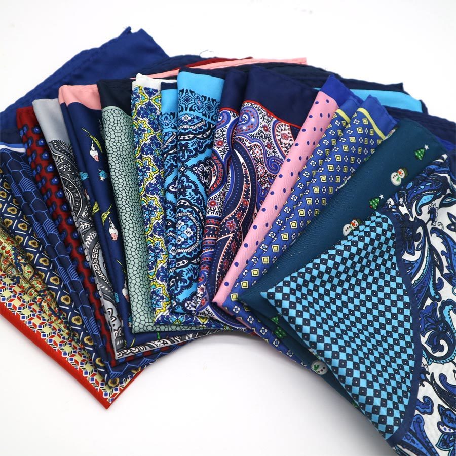 10 Pieces set 32 CM Large Handkerchief Man Paisley Flower Dot Pocket Square Men Paisley Casual Hankies For men039s Suit Wedding2081117