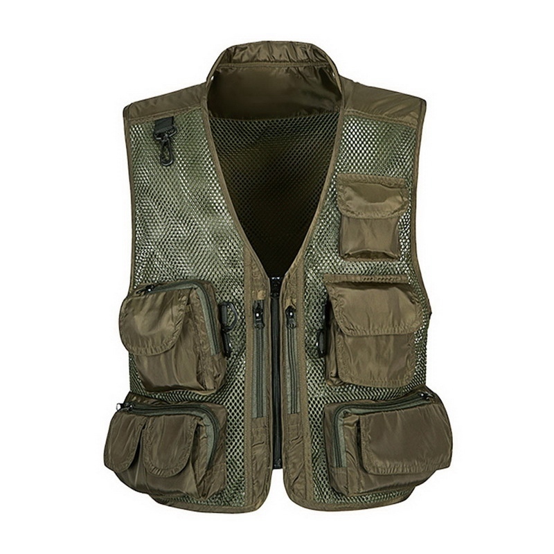 Camo Mesh Multi-Pocketed Fishing And Hunting Vest For Men - Breathable Lightweight