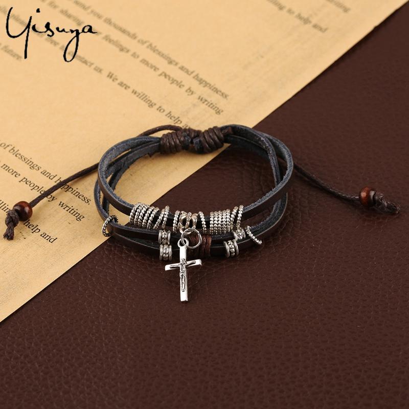 Stylish Cross Punk Bangle Men Women Woven Leather Charm Bracelet Multilayer Wrist Chain Cool Steampunk Bangles
Stylish Cross Punk Bangle Men Women Woven Leather Charm Bracelet Multilayer Wrist Chain Cool Steampunk Bangles
