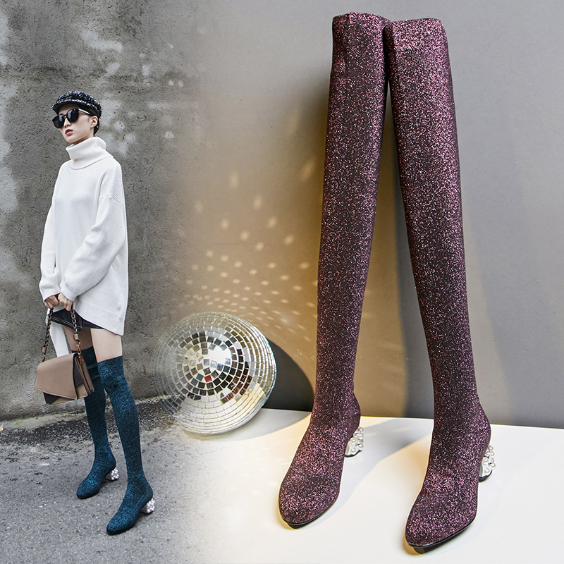 Women on the knee 22-26cm Winter Colored wool Snow boots F4Q7, Blue.
Women on the knee 22-26cm Winter Colored wool Snow boots F4Q7, Blue.