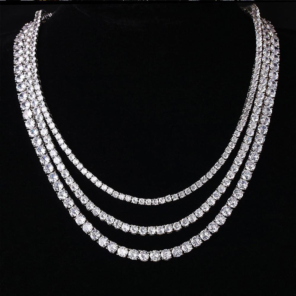 Brass 1624 inch Tennis Necklace Unisex choker Chain Jewelry Pave setting 36mm cubic zirconia stones