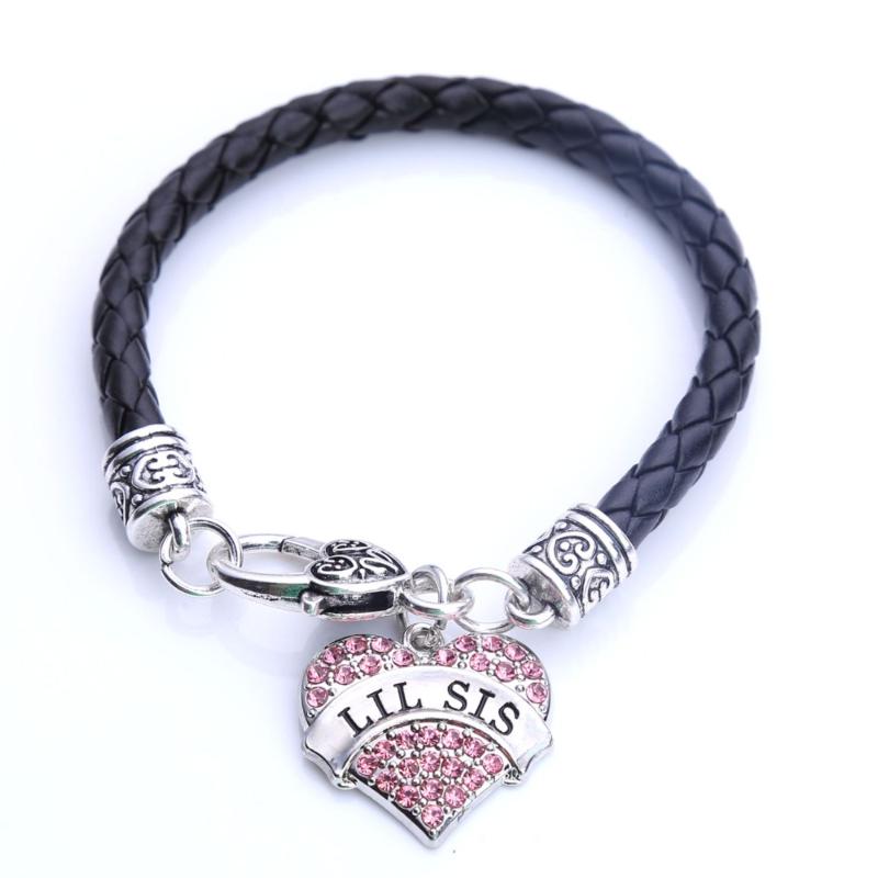 New Arrival rhodium plated with sparkling crystals LIL SIS heart pendant bracelet rope chain
New Arrival rhodium plated with sparkling crystals LIL SIS heart pendant bracelet rope chain