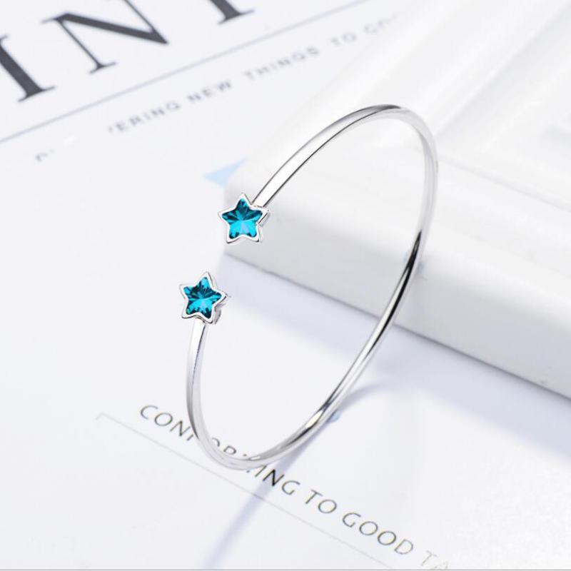 New Blue Crystal Pentagram Star Bangle Bracelet For Women Simple Blue Star Punk Retro Charm Bracelet Fashion Jewelry With1 
New Blue Crystal Pentagram Star Bangle Bracelet For Women Simple Blue Star Punk Retro Charm Bracelet Fashion Jewelry With1