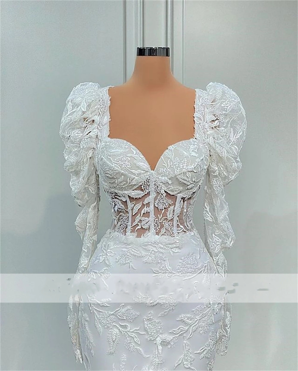 Elegant Vestidos De Noiva 2022 Gorgeous Lace Mermaid Wedding Dress Long Sleeve Appliques Beaded Vintage Bridal Gown 0431