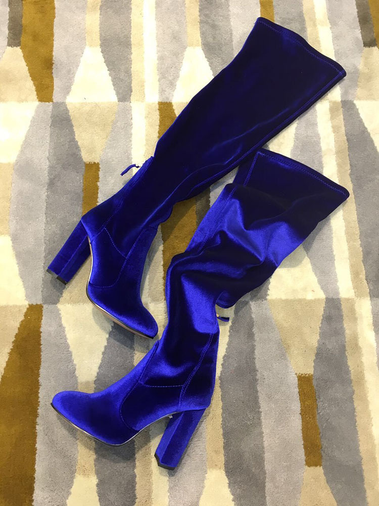 Spring Blue Velvet Mode Sexy Women on the Knee Ladies of Pointy Foot Horseback Chunky Stimulating Material Boots Fyun, The picture
Spring Blue Velvet Mode Sexy Women on the Knee Ladies of Pointy Foot Horseback Chunky Stimulating Material Boots Fyun, The picture
