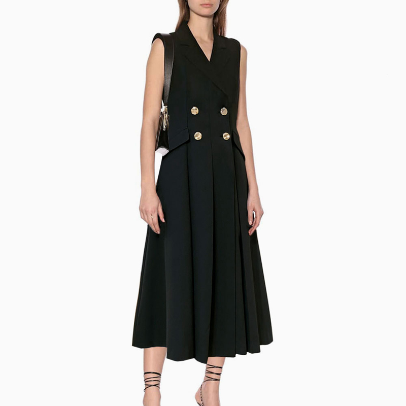 2021 New Fall Sexy Style Double-necked Double-breasted Breasted Sleeveless Elegant Medium-length Temperament 3jol, Black
2021 New Fall Sexy Style Double-necked Double-breasted Breasted Sleeveless Elegant Medium-length Temperament 3jol, Black