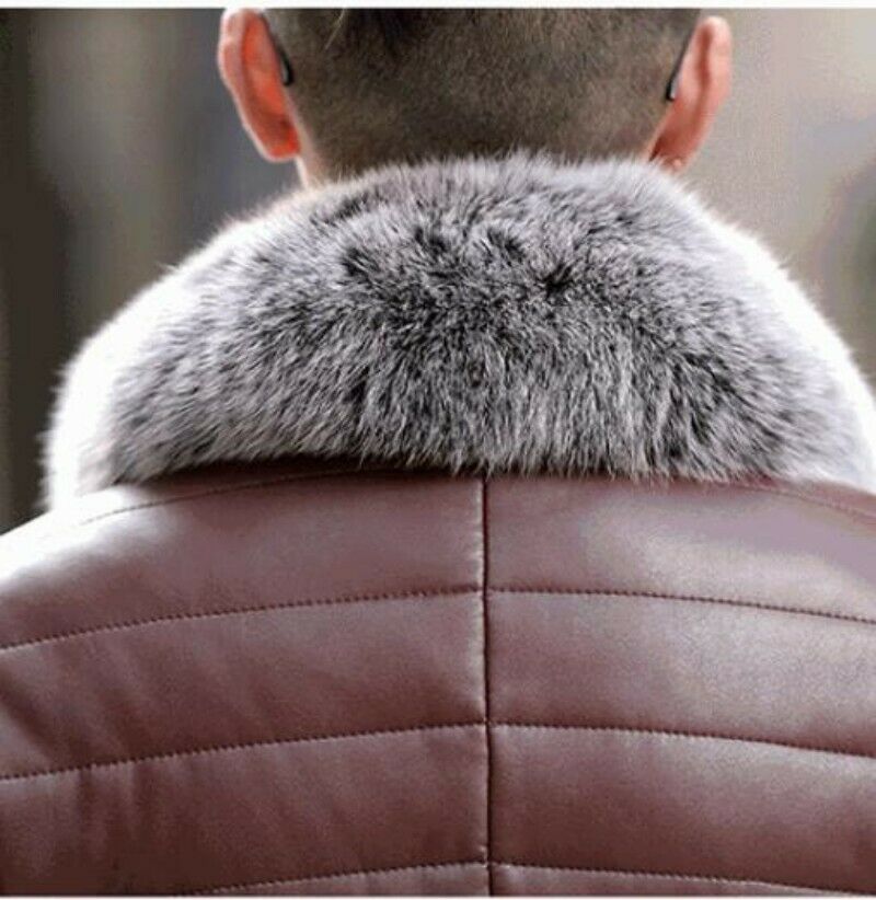 Men's leather eiderdown jacket puffer fox fur collar thick winter warm wear XY-003 201223