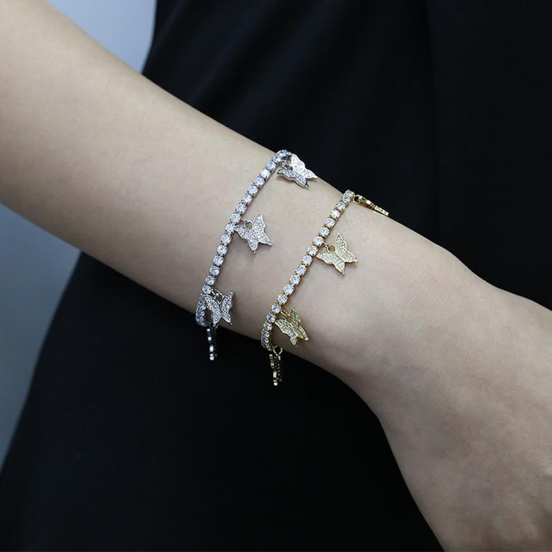 17.5+5cm, 3mm Cubic Zirconia Tennis Chain Bracelet with 4 pcs Butterfly Charms Copper Jewelry White/Gold Plated Bangle for Lady
17.5+5cm, 3mm Cubic Zirconia Tennis Chain Bracelet with 4 pcs Butterfly Charms Copper Jewelry White/Gold Plated Bangle for Lady
