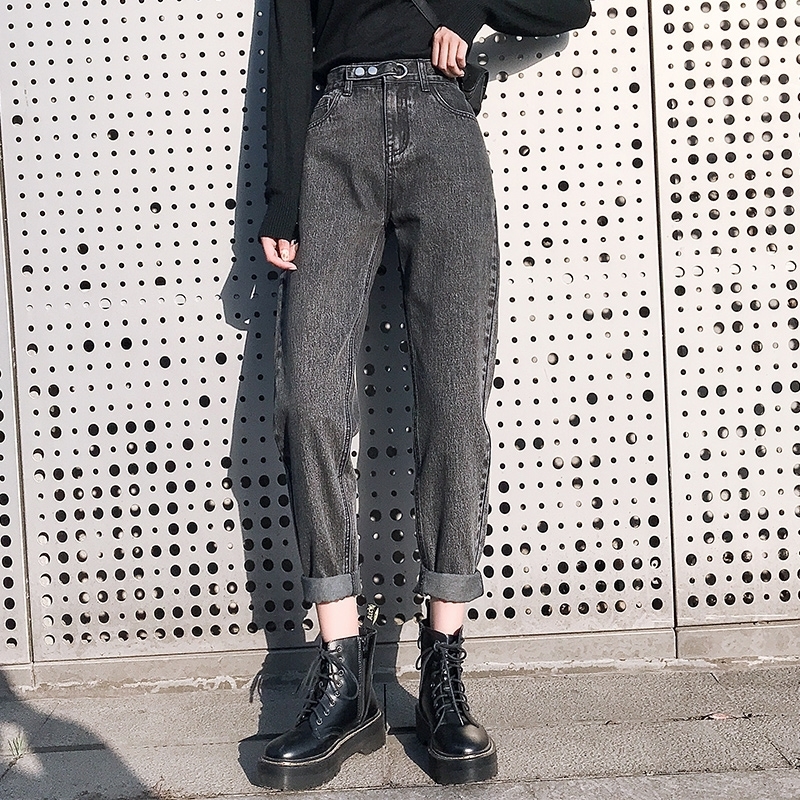 High Waist Jean Femme Casual Loose Vintage Denim Pants Women Black Mom Jeans Plus Size Pocket Women Jeans 201106