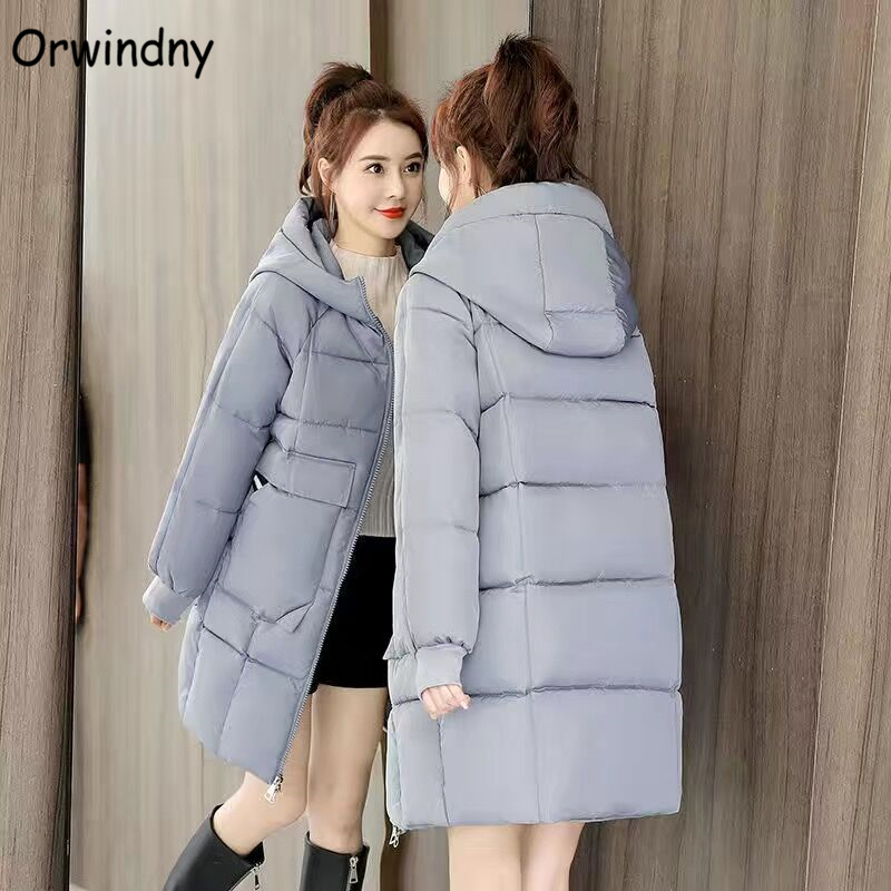 Orwindny Casual Long Winter Coat Women Sold Hooded Wadded Jacket For Girls Snow Wear Thick Warm Parkas 8 Colors Padded Clothing 201127
