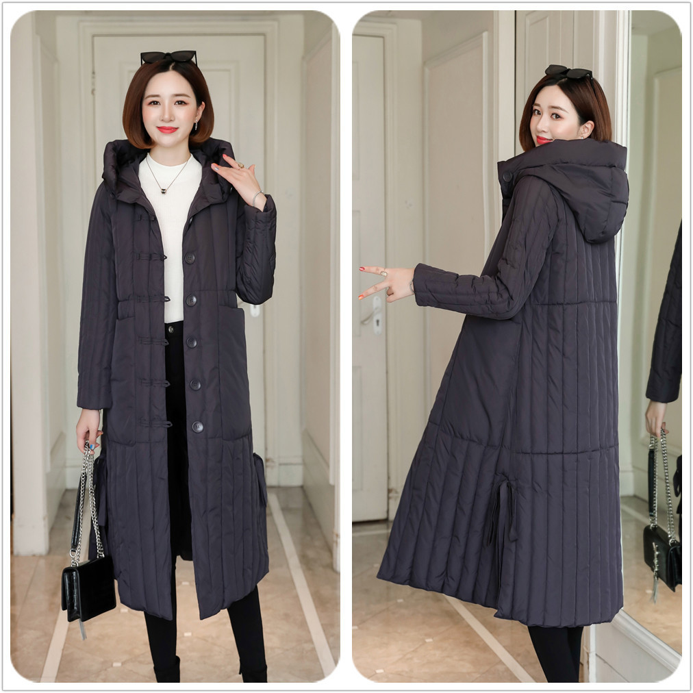 National wind down cottonpadded jacket qiu dong outfit Chinese wind cottonpadded clothes long overtheknee 201027