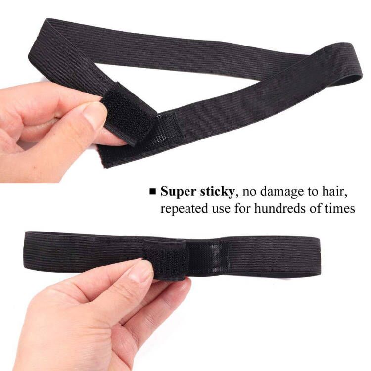 Custom Logo Wig Elastic Band With Magic Tape Headband Edge Laying Scarf Wraps For Fixed Lace Wigs