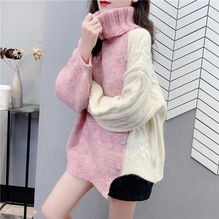 Womens Turtleneck Warm Sweaters Batwing Sleeve Asymmetric Casual Pullover Patchwork Sweater Knit Tops Mujer Sueteres, Black
Womens Turtleneck Warm Sweaters Batwing Sleeve Asymmetric Casual Pullover Patchwork Sweater Knit Tops Mujer Sueteres, Black