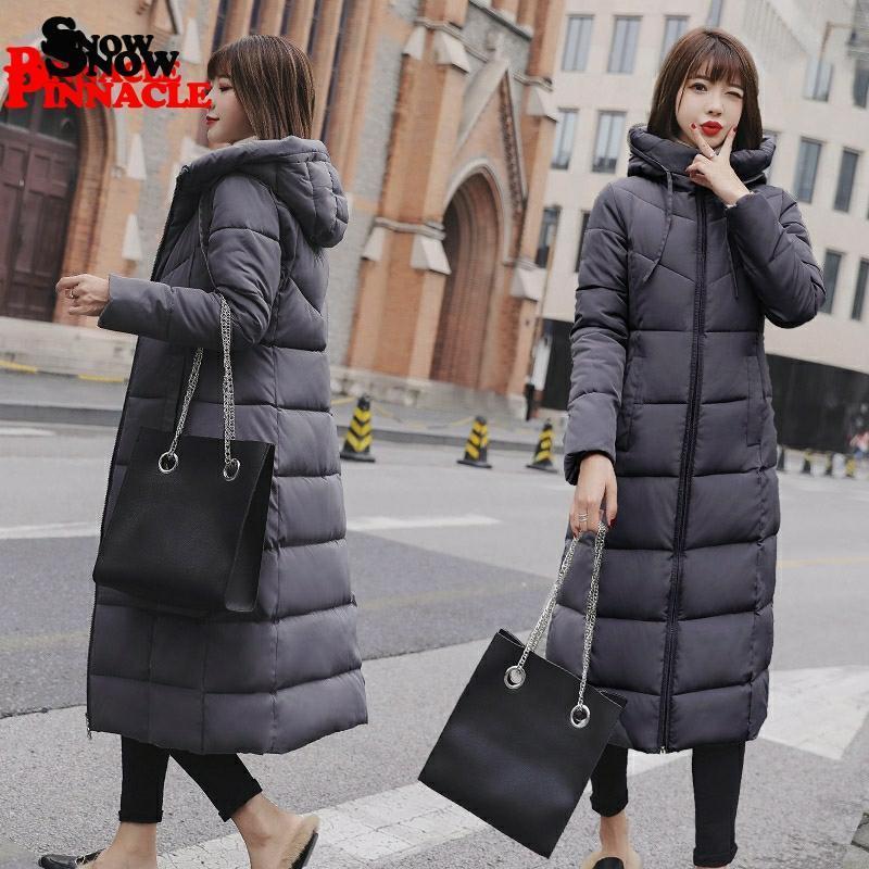 Plus size women X-long Parkas jacket Casual solid thicken warm Hooded X-long Jacket coat -25degrees outwear clothing M-6XL 201019