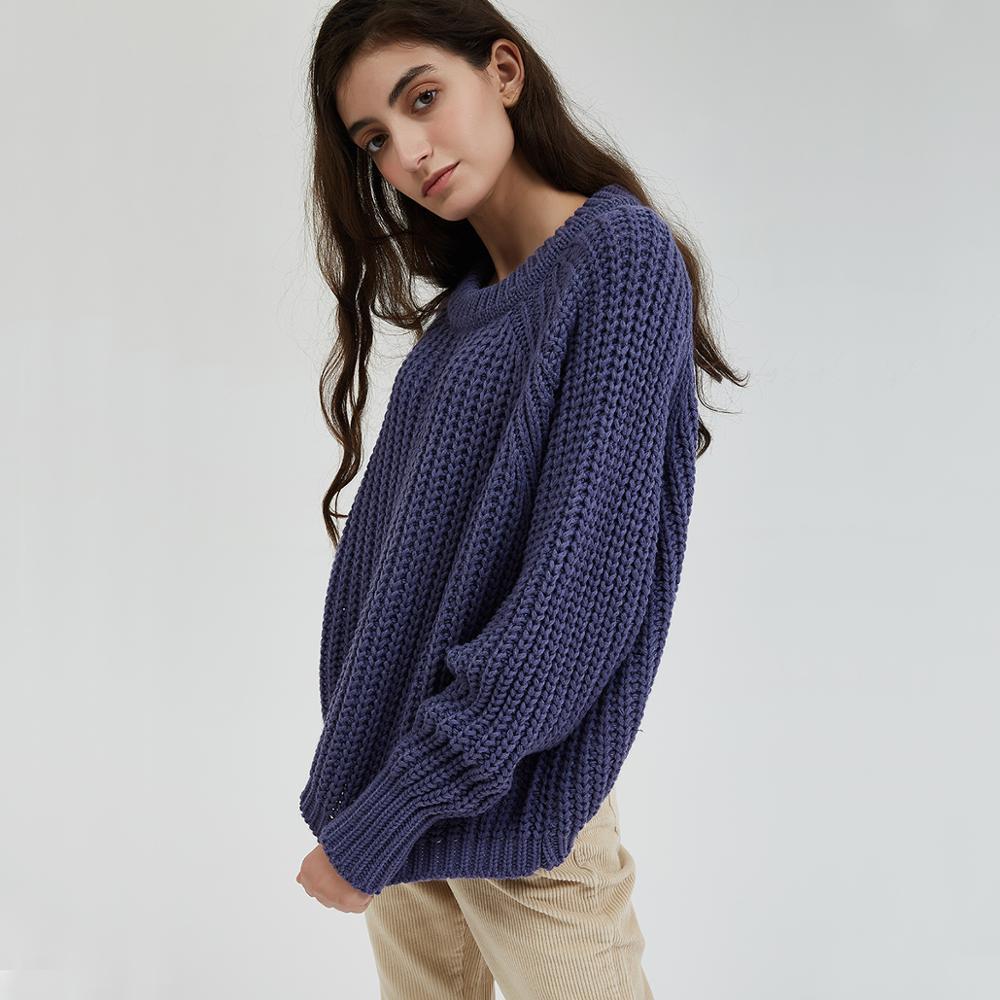 Wixra Knitted Chunky Oversized Sweater Women Loose Solid Thick O-Neck Pullover Jumpers Stylish Tops for Female Autumn Winter 201119