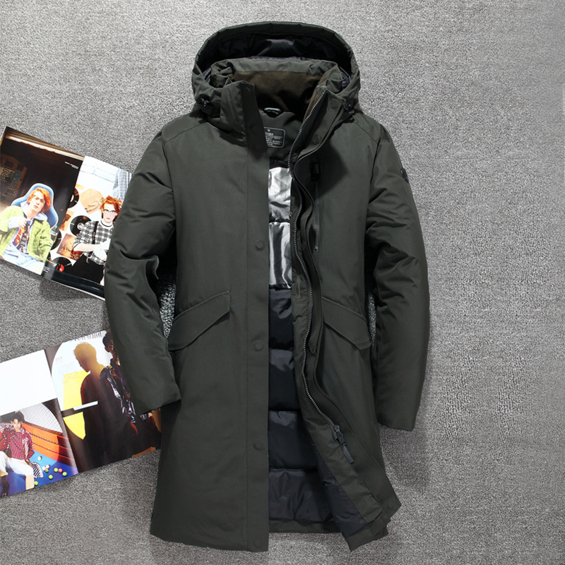 Long Down Jacket Men Top Quality Thick Winter NEW Hat Detached Warm Parka Waterproof Windproof -30 degrees 3073 201103