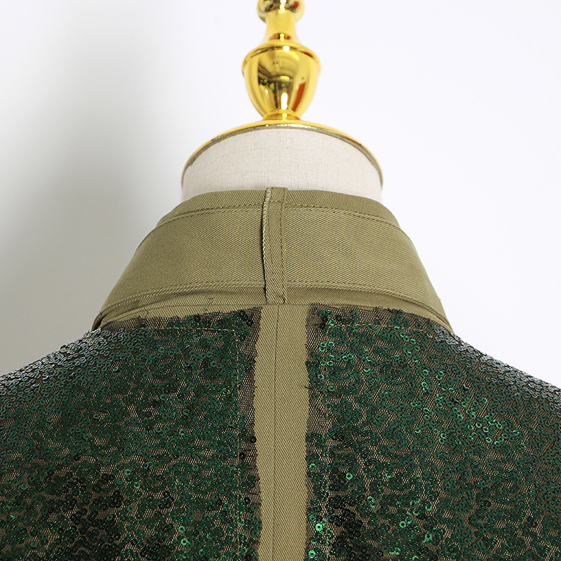 Spring Jacket Fashion Casual Symmetrical Pocket Sequins Jacket Women's Long Sleeve Jacket 201017